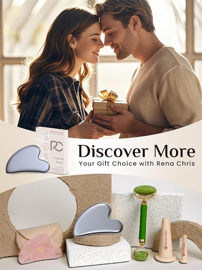Rena Chris أداة غوا شا للوجه من رينا كريس، لوحة غوا شا من الفولاذ المقاوم للصدأ لمنتجع صحي، غوا شا معدني للجسم والوجه والرقبة والعناية بالبشرة حول العين، هدية للنساء - Image 5