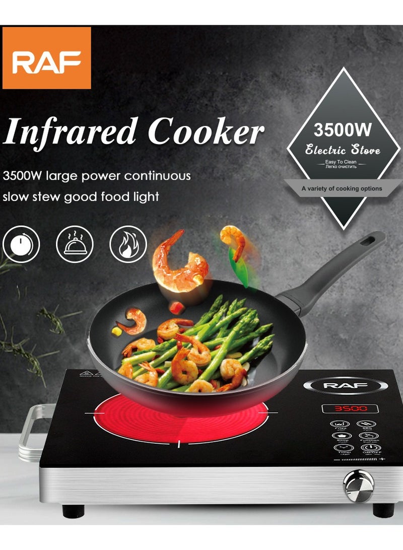 آر إيه أف موقد طهي حثي محمول، صفيحة تسخين حثية مزودة بمستشعر لمس LCD بقوة 3500 واط، موقد سطح الطاولة مع مؤقت لضبط درجة الحرارة - Image 2