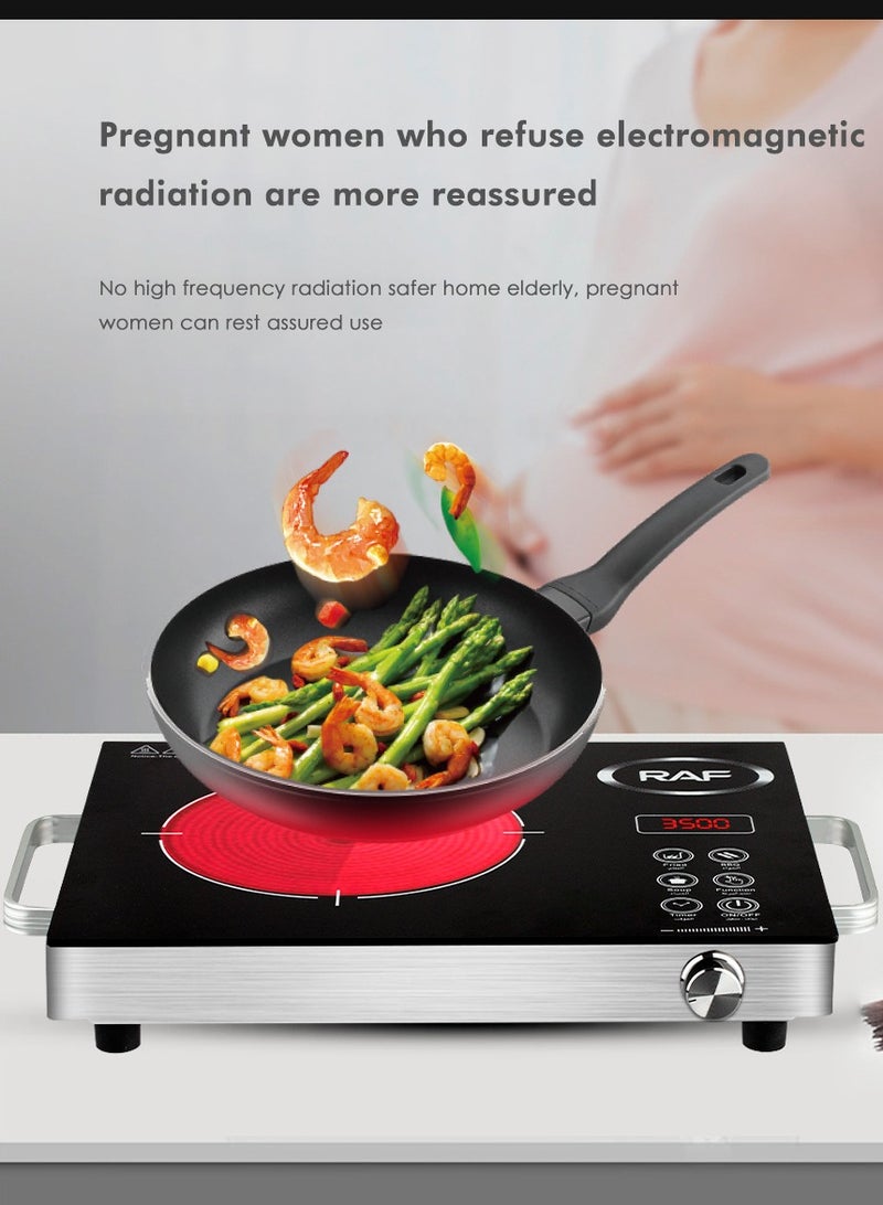 آر إيه أف موقد طهي حثي محمول، صفيحة تسخين حثية مزودة بمستشعر لمس LCD بقوة 3500 واط، موقد سطح الطاولة مع مؤقت لضبط درجة الحرارة - Image 4
