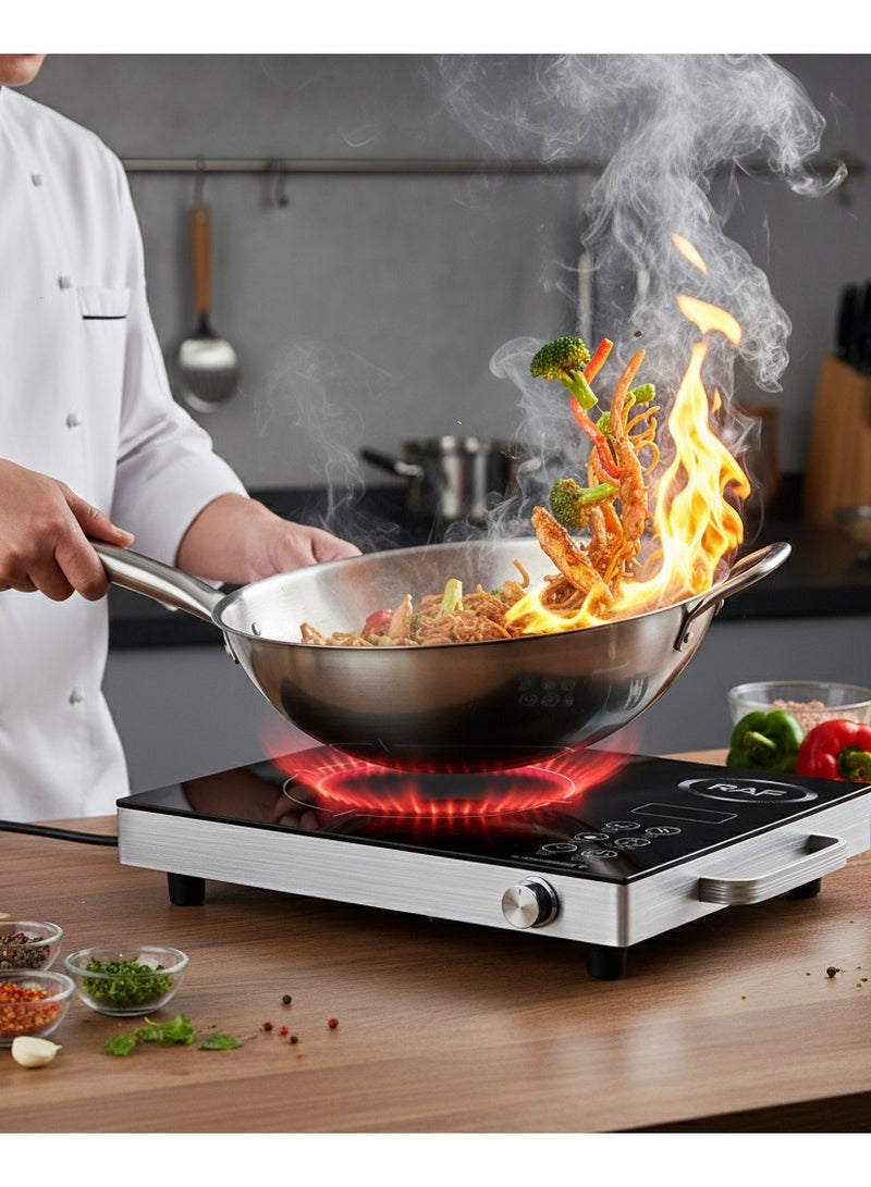 آر إيه أف موقد طهي حثي محمول، صفيحة تسخين حثية مزودة بمستشعر لمس LCD بقوة 3500 واط، موقد سطح الطاولة مع مؤقت لضبط درجة الحرارة - Image 3