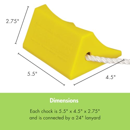 Checkers 5.5" Airplane Chocks, Aviation Wheel Chocks for Small Aircraft, Roped Pair Tire Chock, Durable Lightweight Urethane, Yellow, AC201 - Image 4