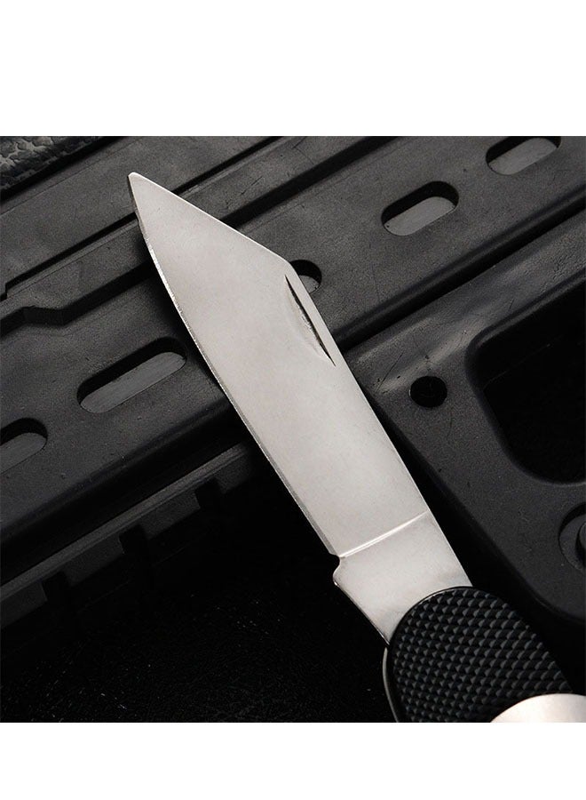 Folding Camping Utensils Cutlery Set, Detachable Knife Fork Spoon Bottle Opener, Multifunctional Tableware for Hiking Survival Camping Travel(Black) - Image 3