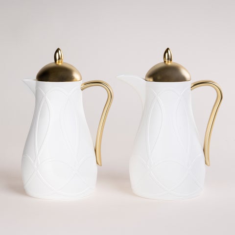 Dallaty white and gold plastic flask 1L 2 pcs