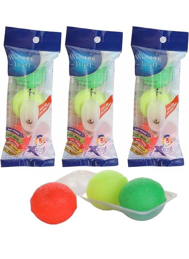 WONDER FRESH Wonder Fresh Urinal balls  Urinal Cubes Sani cube napthalene balls for Toilets Washbasins & bathrooms (3 X 120 Gm) Pack of 3 Mix Fragrances, Anti bacterial with Long lasting aroma  - Image 1
