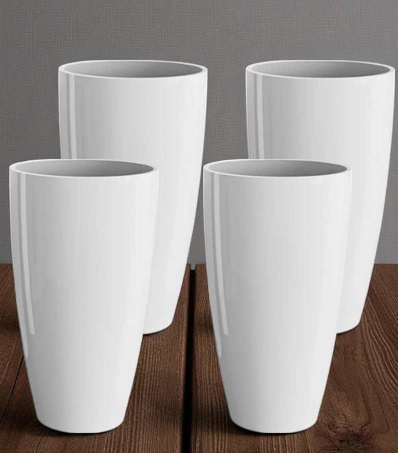 Petalzone Tower Pot | Lightweight Polymers Indoor-Outdoor Plant Pots | Planter Gamla for Home - Office & Garden | Planters for Living Room | White (4 Pcs, Height : 14 Inch) - Image 1