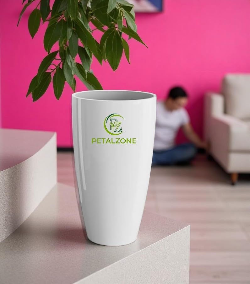Petalzone Tower Pot | Lightweight Polymers Indoor-Outdoor Plant Pots | Planter Gamla for Home - Office & Garden | Planters for Living Room | White (4 Pcs, Height : 14 Inch) - Image 5