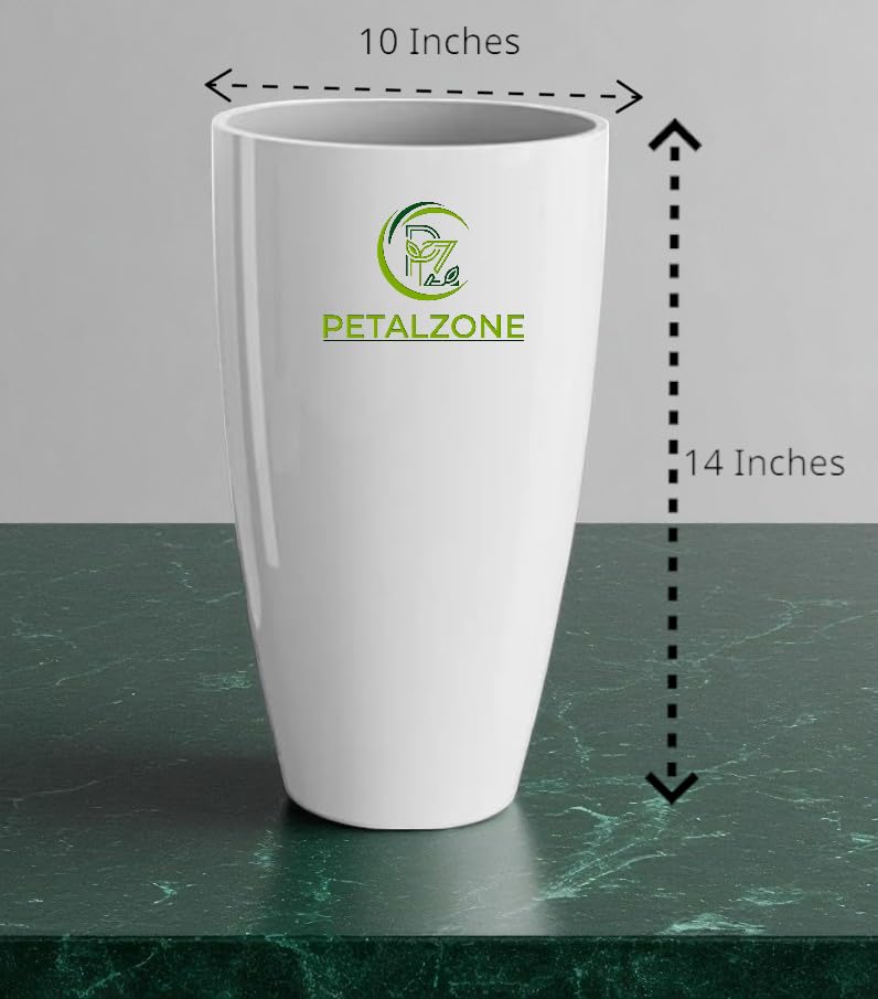 Petalzone Tower Pot | Lightweight Polymers Indoor-Outdoor Plant Pots | Planter Gamla for Home - Office & Garden | Planters for Living Room | White (4 Pcs, Height : 14 Inch) - Image 2