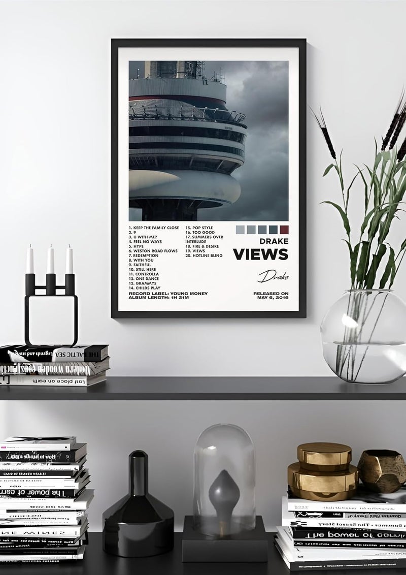 Vyopix Drake Views Album Cover Wall Decoration Art Framed Poster Matte Glossy Laminated Poster with 05 Inch Black Wooden Frame GLOSSY 8X12 Inches  - Image 2