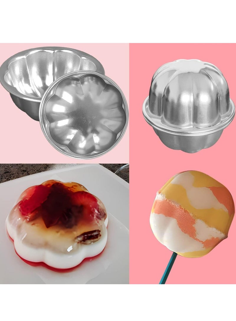 6PCS Egg Tart Molds Flower Shape Cupcake Cups , Aluminum Alloy Baking Tool  (3.5 x 1.6 inches) Silver