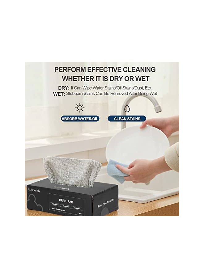 Zaboon Cloth Glass Cleaning Towel Kitchen Towel Cloth Reusable 20 Pcs/Box Grab Rag Strong Water And Oil Absorption Cleaning Rags Washable Cleaning Wipe For Cleaning Kitchen/Dish/Mirror Windows - Image 2