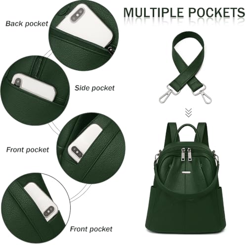 MUCHOVA Women Casual Travel Bags Stylish Medium Lightweight Backpack for Girls Fashion Multipurpose Shoulder Backpack (Green) - Image 5