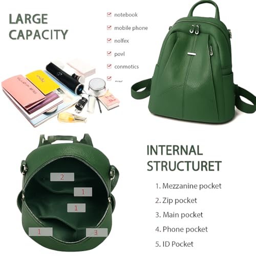 MUCHOVA Women Casual Travel Bags Stylish Medium Lightweight Backpack for Girls Fashion Multipurpose Shoulder Backpack (Green) - Image 4
