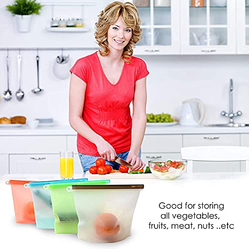 FLUZOV PENTHON 1000ml Silicone Food BagStorage Airtight BagReusable Storage Container Preservation Leakproof Pack of 3Transparent - Image 5