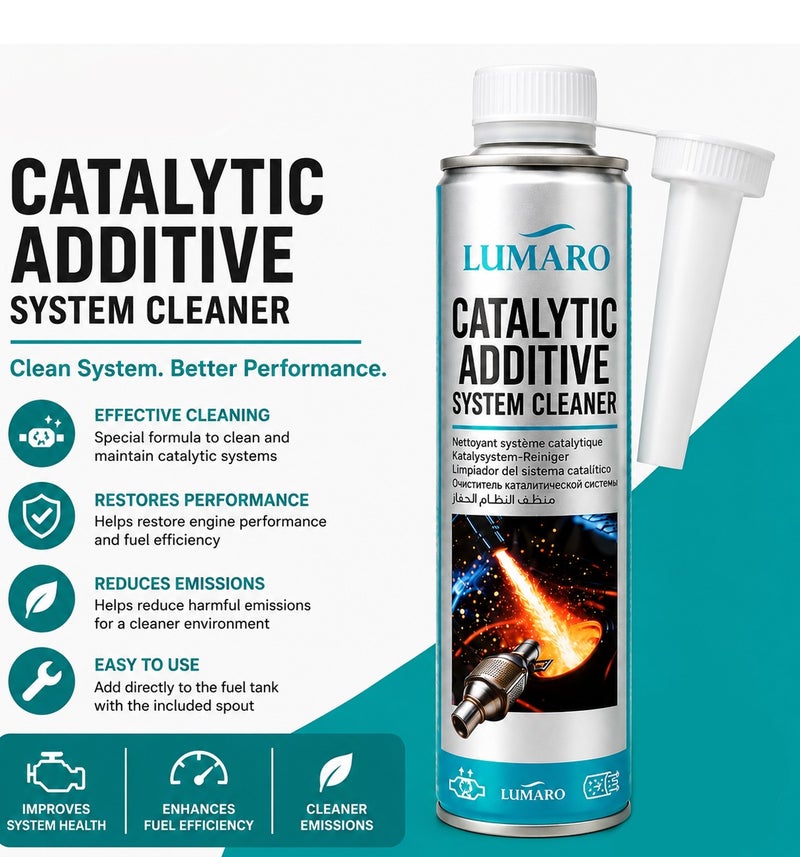 Catalytic Converter Cleaner Fuel System Additive 450ML 4PCS, Catalytic System Cleaner for Petrol & Diesel Engines, Carbon Deposit Remover, Fuel Tank Treatment, Engine Performance Restorer, Fuel Efficiency Booster with Pouring Spout ERPC-L-4006 - Image 3