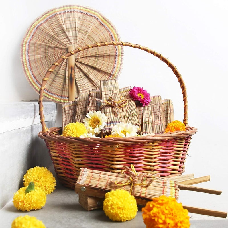DAISYLIFE Bamboo Folding Hand Fan Natural_14 Inch X 11 Inch X 1 Inch - Image 3