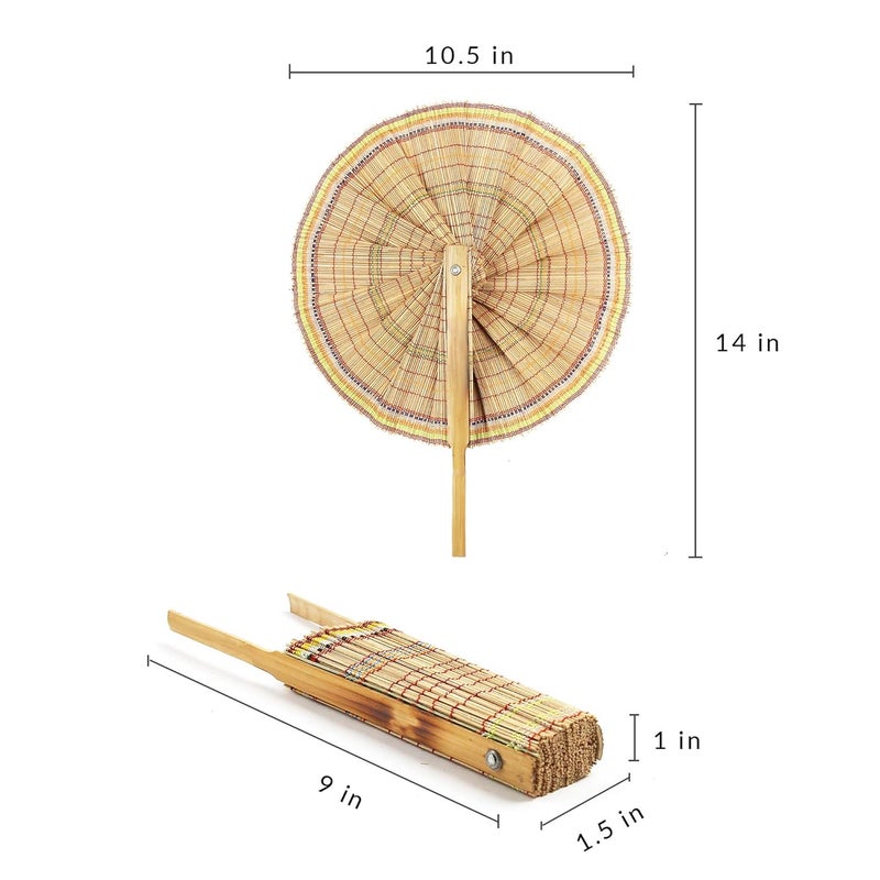 DAISYLIFE Bamboo Folding Hand Fan Natural_14 Inch X 11 Inch X 1 Inch - Image 5