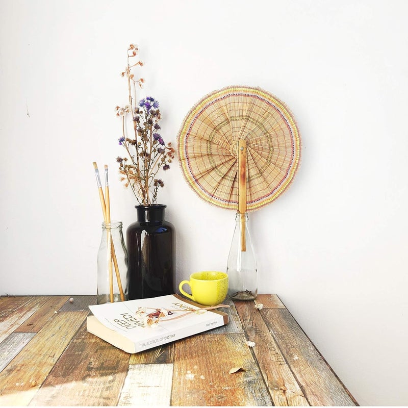 DAISYLIFE Bamboo Folding Hand Fan Natural_14 Inch X 11 Inch X 1 Inch - Image 4