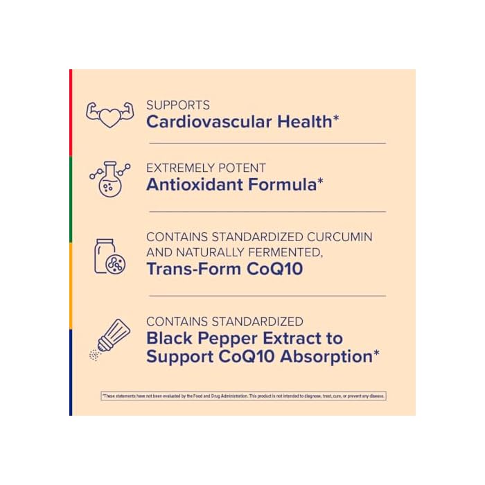 Stop Aging Now - Curcumin CoQ10 Complex - with Turmeric Root Extract - Antioxidant & Cardiovascular Support - 60 Softgels - Image 2