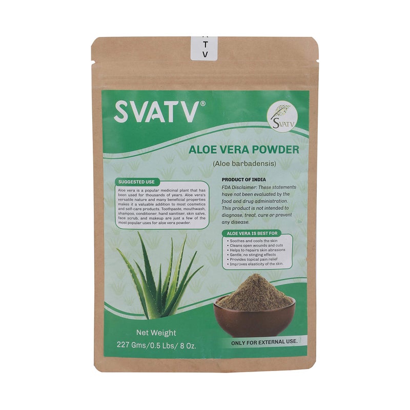 SVATV Natural Aloe Vera Powder For Face Pack and Face Mask Glowing Soothes Cools Skin Natural Glowing Improve Elasticity Rich Conditioner For Skin Hair care 227g Half Pound