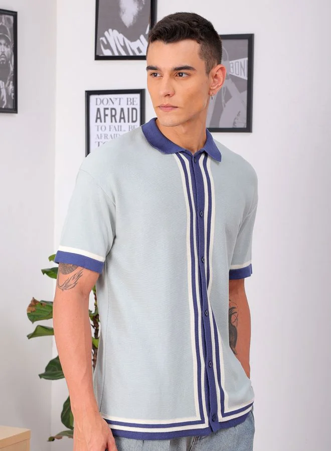The Indian Garage Co Men Relaxed Fit Striped Half Sleeves Spread Collar Resort Wear Shirt