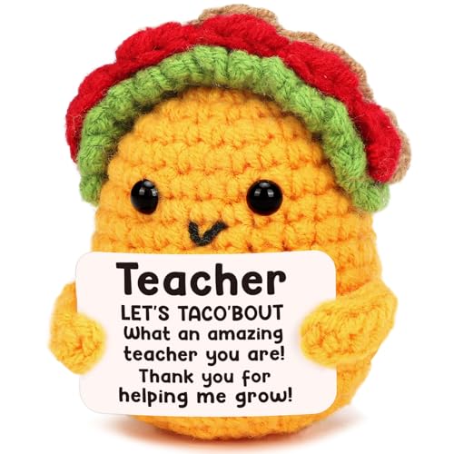 Jettryran Teacher Appreciation Gifts Teacher Graduation Gift End of Year Teachers Appreciation Week Retirement Gifts for Women Men Teacher's Day Birthday Valetines Easter Basket Stuffers Positive Taco Crochet - Image 1