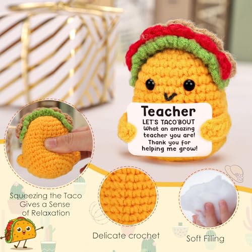 Jettryran Teacher Appreciation Gifts Teacher Graduation Gift End of Year Teachers Appreciation Week Retirement Gifts for Women Men Teacher's Day Birthday Valetines Easter Basket Stuffers Positive Taco Crochet - Image 4