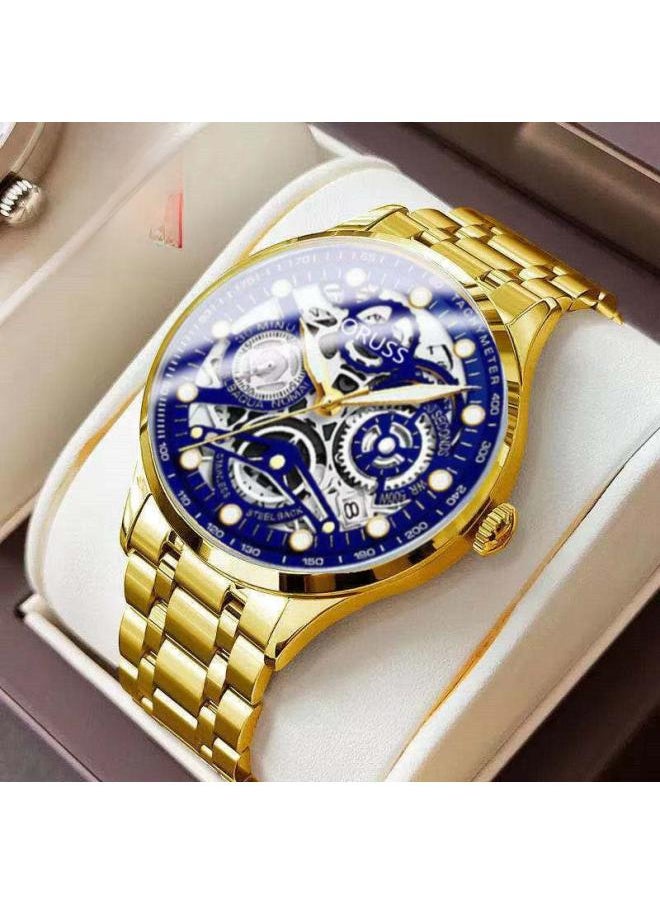 Generic Automatic Movement Watch Men's Hollow Men's Calendar Luminous Non-mechanical Watch Korean Style Steel Wrist Watch Men's Watch 