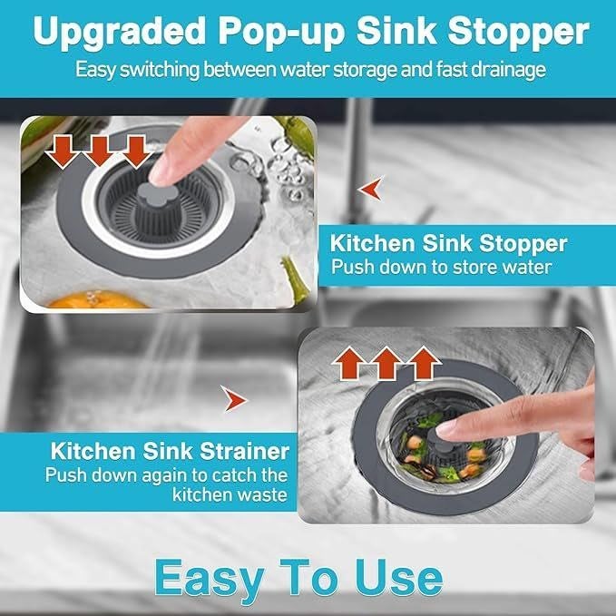 KPS 3 in 1 Sink Drain Strainer | Kitchen Sink Stopper | Fast Drainage Strainer Basket | Pop Up Sink Stopper | Stainless Steel Anti Clogging Food Catcher Filter | Hair Catcher (Pack of 1,Multicolor) - Image 5