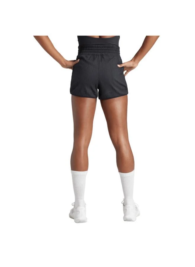 اديداس Pacer All Gym Seasonal Rib High Rise Tonal 3-Stripes Shorts