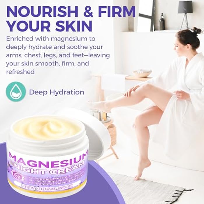 AAROVIBE Magnesium Cream - Hydrating Magnesium Lotion for Sleep, Natural Relief for Leg Cramps, Nighttime Cream for Feet, Joint Pain & Relaxation,Safe for Kids & All Skin Types (3.5oz) - Image 3