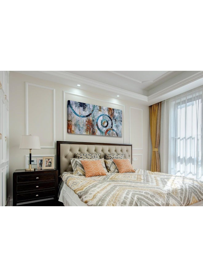 Arjun Abstract Wall Art Geometric Canvas Circle Block Painting Modern Grey Brown Picture - Image 3