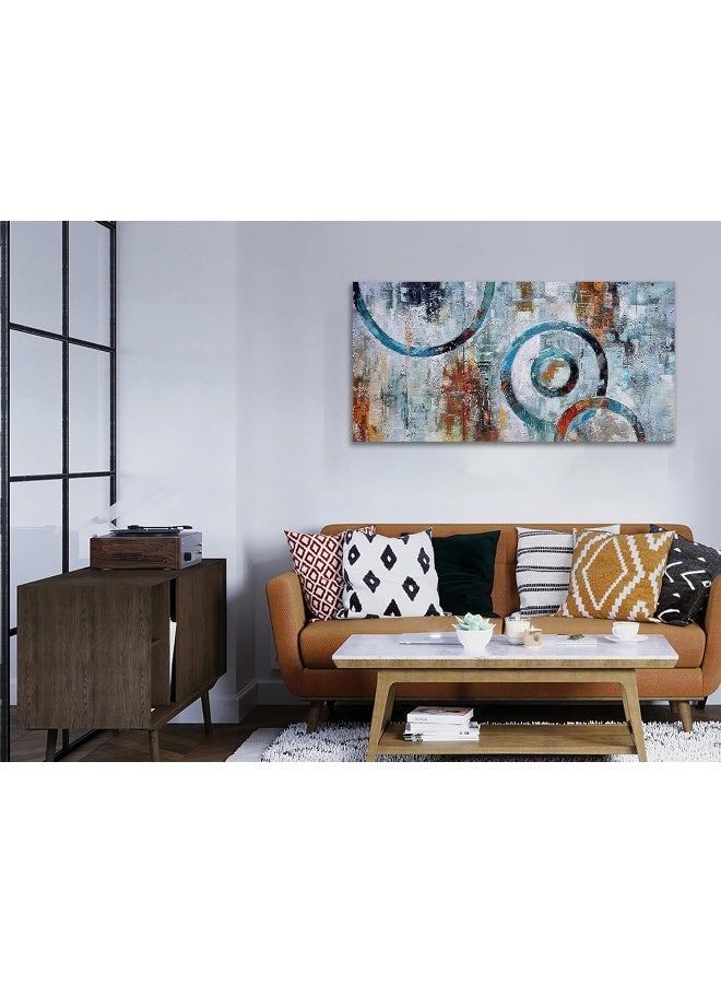 Arjun Abstract Wall Art Geometric Canvas Circle Block Painting Modern Grey Brown Picture - Image 5