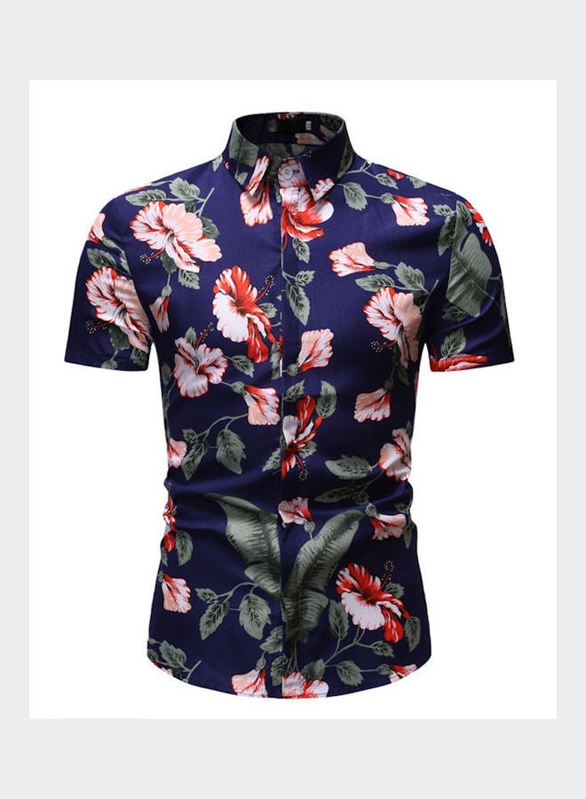 NIBEMINENT Floral Printed Shirt Blue/Red/Green 