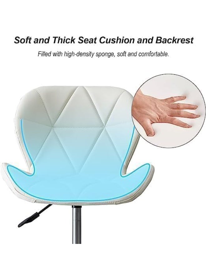 Modern Swivel Office Chair - Premium White Faux Leather - 360° Adjustable Height with Chrome Base - Padded Comfort for Home Office & Study Room - Ergonomic Rolling Chair - Image 4