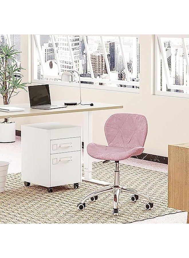 Modern Swivel Office Chair - Premium White Faux Leather - 360° Adjustable Height with Chrome Base - Padded Comfort for Home Office & Study Room - Ergonomic Rolling Chair - Image 2