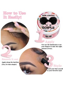 Goiple Goiple Edge Control Wax for Women - Strong Hold Non-Greasy Smoother with Brushes and Scarf, Strawberry Scent (4oz+0.7oz)  - Image 2