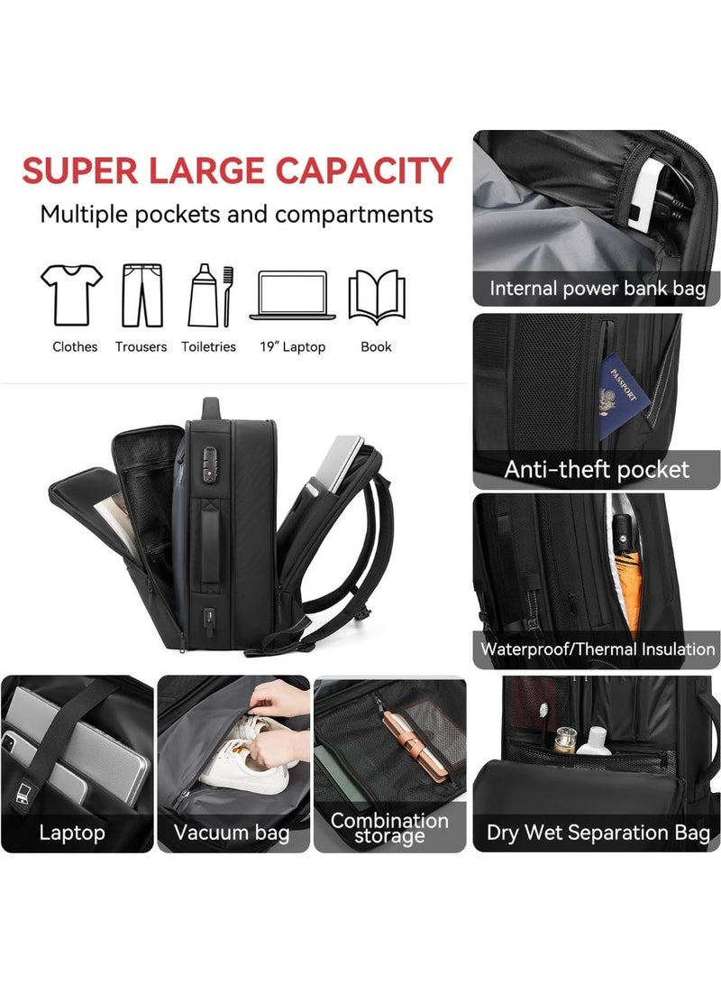 YOUWE7 حقيبة ظهر YOUWE7 Air-Back مع ختم مفرغ من الهواء، حقيبة ظهر للسفر مضادة للماء ومضادة للسرقة ومضغوطة بالفراغ، منتجات خارجية - حقائب ظهر قابلة للتوسيع مع مضخة، حقيبة ظهر محمولة للطائرات - Image 4