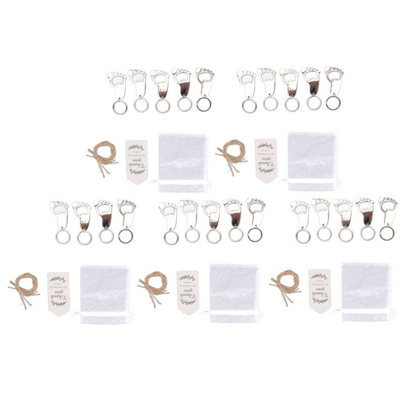 Baby Footprint Keychain 24 Sets Rustproof Zinc Alloy Bottle Opener - Writable Label Keepsakes for Baby Shower Parties - Image 5
