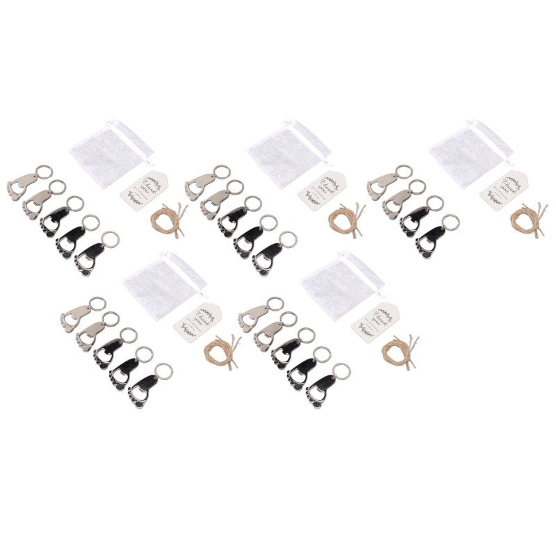 Baby Footprint Keychain 24 Sets Rustproof Zinc Alloy Bottle Opener - Writable Label Keepsakes for Baby Shower Parties - Image 4