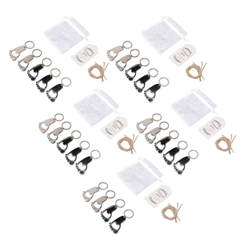 Baby Footprint Keychain 24 Sets Rustproof Zinc Alloy Bottle Opener - Writable Label Keepsakes for Baby Shower Parties - Image 2