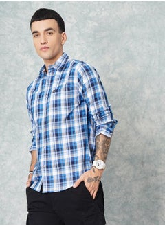 The Indian Garage Co Men Slim Fit Checkered Full Sleeves Spread Collar Casual Shirt  - Image 3
