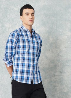 The Indian Garage Co Men Slim Fit Checkered Full Sleeves Spread Collar Casual Shirt  - Image 4