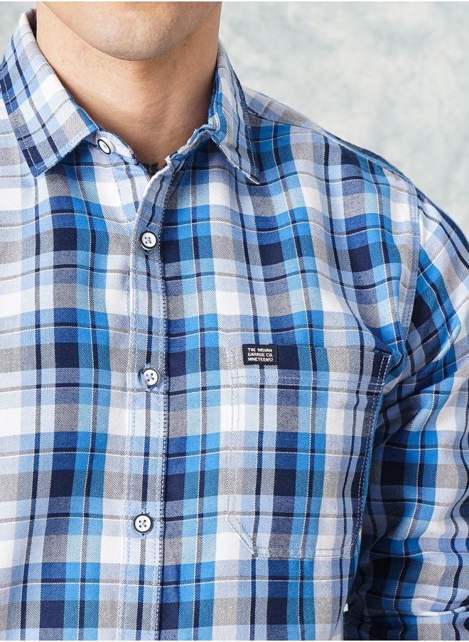 The Indian Garage Co - Men Slim Fit Checkered Full Sleeves Spread Collar Casual Shirt - Image 1