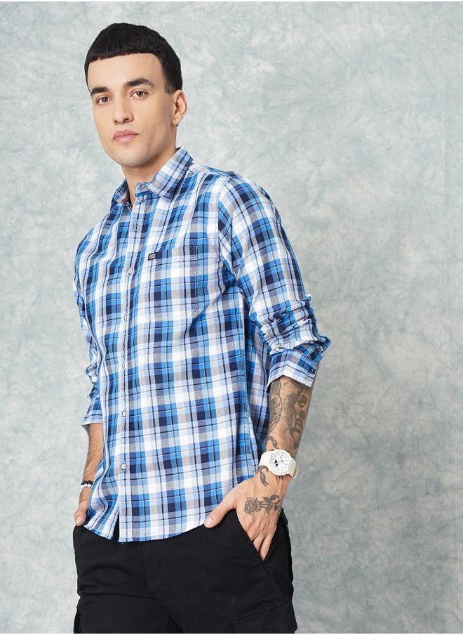 The Indian Garage Co - Men Slim Fit Checkered Full Sleeves Spread Collar Casual Shirt - Image 1