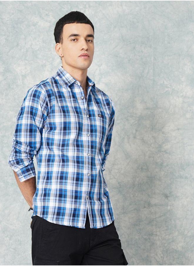The Indian Garage Co - Men Slim Fit Checkered Full Sleeves Spread Collar Casual Shirt - Image 1