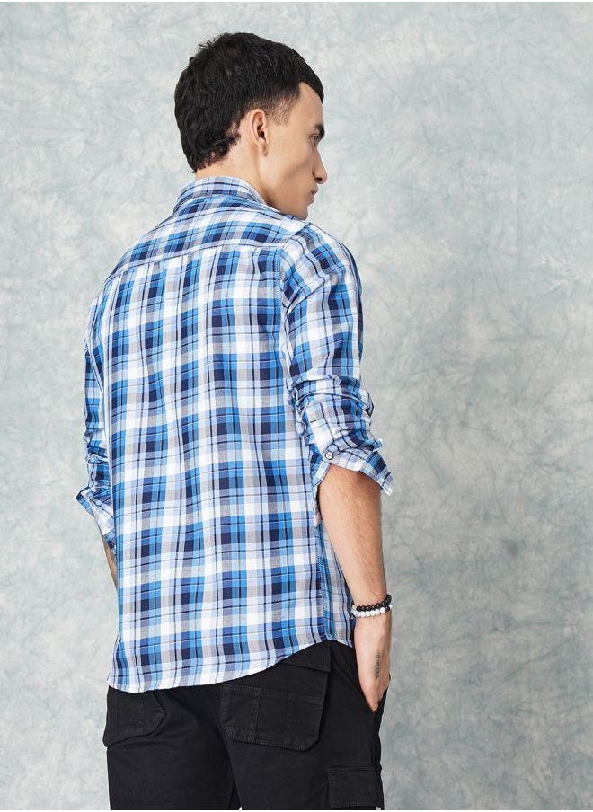 The Indian Garage Co - Men Slim Fit Checkered Full Sleeves Spread Collar Casual Shirt - Image 1