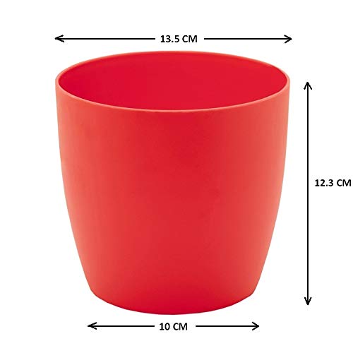 garbnoire Gardening Flower Pots - 5 Inch Plastic Flower Pots | Modern Decorative Indoor Outdoor Planters/Pots - Pack of (3, Pastel Pink) - Image 4