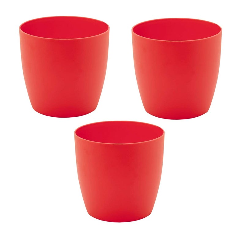 garbnoire Gardening Flower Pots - 5 Inch Plastic Flower Pots | Modern Decorative Indoor Outdoor Planters/Pots - Pack of (3, Pastel Pink) - Image 3