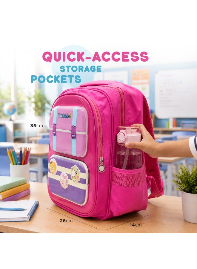 Dark pink Edupack 14 Inch Kids School Backpack | Lightweight Durable School Bag for Boys & Girls | Spacious Multi-Compartment Travel Backpack for School & Daily Use - Image 3