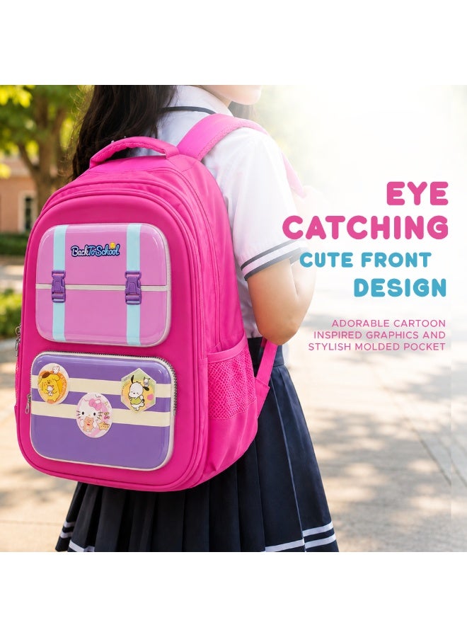 Dark pink Edupack 14 Inch Kids School Backpack | Lightweight Durable School Bag for Boys & Girls | Spacious Multi-Compartment Travel Backpack for School & Daily Use - Image 2
